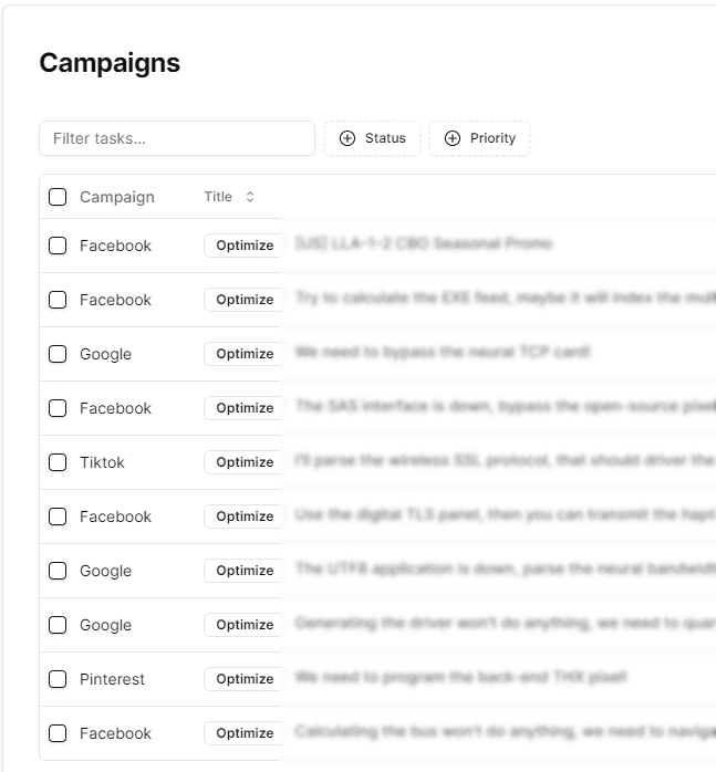 Campaigns Table